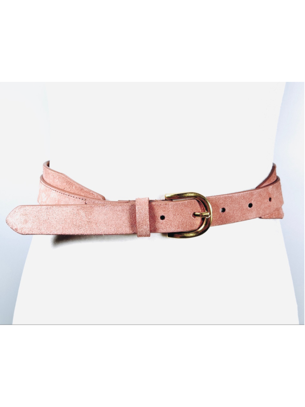 LOFT Womans Belt Size L Dusty Pink Gold Genuine Suede Leather
